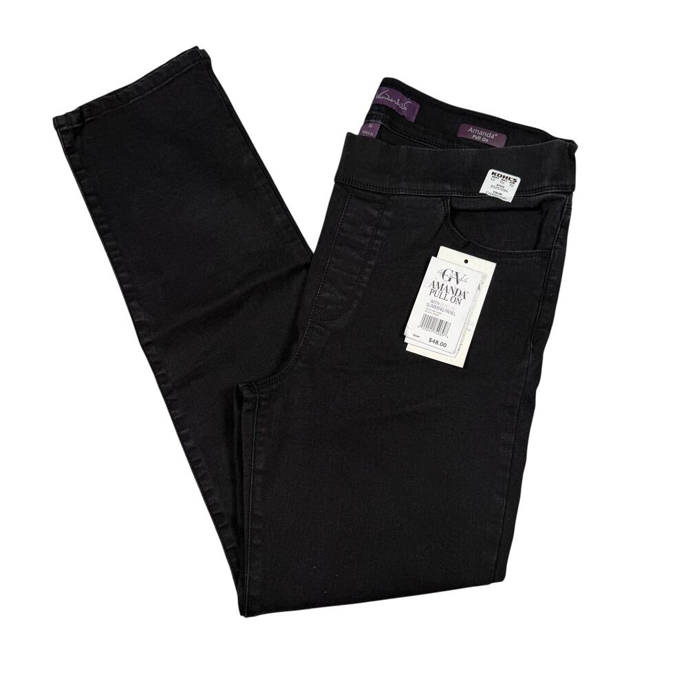 Gloria Vanderbilt Jeans Women's 10 Pull On Black Rinse Slimming Panel NWOT